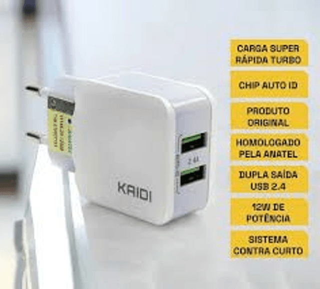 Carregador Turbo Celular Smartphone 2 Usb Cabo Usb Original