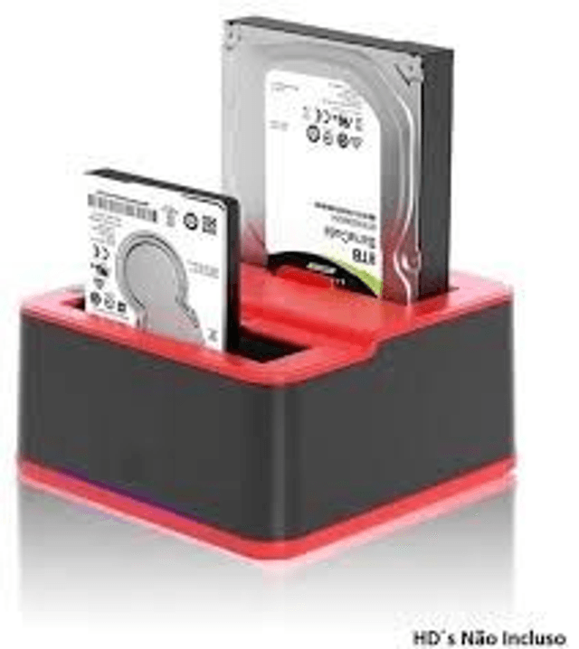 Leitor de HD Externo Dock Station 2 TB SATA 2.5" / 3.5" Base Case Entradas 2 USB 3.0 Leitor de Pendrives Cartão SD e TF - Knup