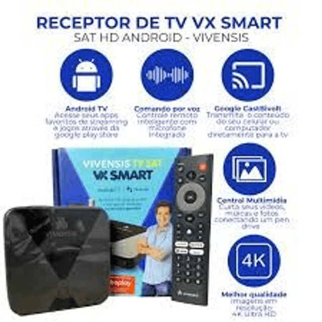 Receptor de Tv VX SMART Vivensis Android Tv Sat Hd Regional